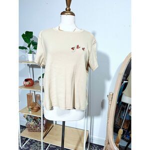 St. John's Bay Beige Butterfly Shirt